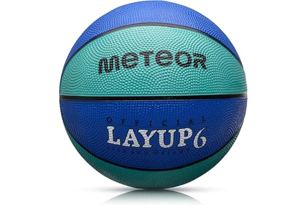 meteor Ballon de Basket Layup – Tailles 1 à 7 – Intérieur Extérieur – Surface antidérapante résistante – Enfants, Juniors, Adultes – Design coloré