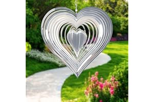 GRTLPOK Hiyorsoa Wind Spinners Love Heart Stainless Steel Wind Spinners Indoor Outdoor Garden 3D Metal Hanging Wind Sculptures Metal Wind Sculptures & Spinners for Garden Yard Balcony Decor