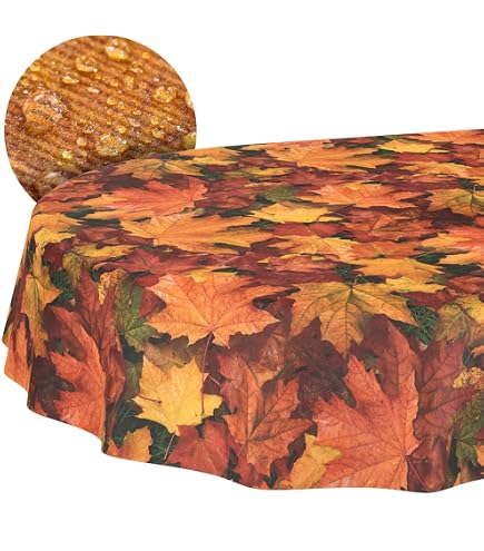 Bnejvif Herbst-Tischdecke Mit Kürbis-Motiv – Schmutzabweisend, Waschbar, 152x213 Cm