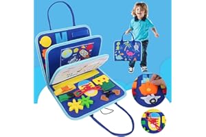 TAIKOUL Busy Board Montessori, Jeux Montessori Jouet Éducatif avec Encart pour Enfants Apprendre Compétences de Vie, Tableau Sensoriel Cadeau avec des Boucles, Boutons pour Bébé Garçons Filles