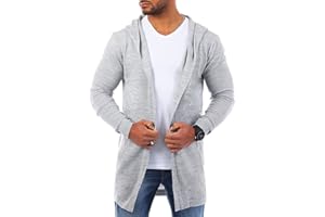 Carisma Herren Feinstrick Cardigan leichte Weste Strickjacke mit Kapuze Lange Passform Oversize Long fit 7717