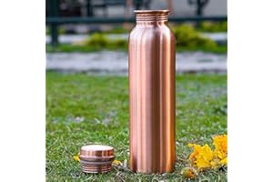 TreegoArt Miedziana butelka na wodę 1000 ml, matowe wykończenie, odporna na brud, szczelna i mniej stawów, butelka na wodę (1 szt.)