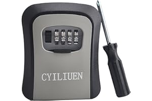 CYILIUEN Key Safe Lock Box 4 Digit Combination 9.5x11.5x4cm Wall Mounted Key Safe for Home Garage Office Key Storage, Grey