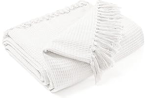 EHC Waffle Cotton Woven Arm Chair Sofa Single Throw 1 Seater Chair/Sofa/Bed 127 x 152 cm, Ivory