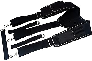 Copechilla Bretelle per cinture portautensili professionali nere regolabili con 3 anelli extra,bretelle comode per lavori pesanti che si allargano,cinture per attrezzi da elettricista
