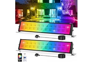RGB Light Bar, NATPOW 72W Disco Lights, LED Flood Lights Smart Colour Changing, Remote &APP Control Stage Light for DJ Parties, Birthday, Christmas, Halloween, Garden Festival Decorative(2 Packs)