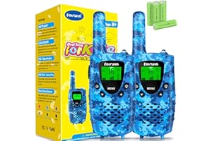 Fairwin Walkie-Talkie Bambini, Regalo Bambino 3 4 5 6 7 8 Anni Maschio, Walkie Talkie Ricaricabili 8 Canali Display LCD VOX Funzione con Torcia 4KM Giochi Bambini 3-12 Anni (Blu Camo)