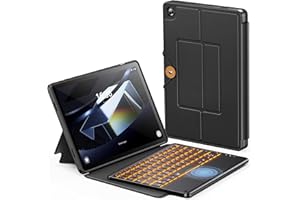 ‎INFILAND INFILAND Galaxy Tab A9 Plus Hülle mit Tastatur [Hochpräzises Touchpad], Handschlaufe & Faltbare Ständer, Abnehmbare Magnetische Beleuchtete Tastatur für Samsung Tablet A9 Plus Hülle, Dunkel