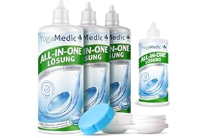 ‎YOGAMEDIC YogaMedic Kontaktlinsen Fluessigkeit - Linsenflüssigkeit Weiche Linsen, 3 x 360 ml, 1 x 100ml & 3 Kontaktlinsenbehälter, Kontaktlinsenflüssigkeit, All-in-One Kombilösung für Weiche Kontaktlinsen