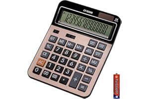 HIHUHEN Large Computer Electronic Calculator Counter Solar & Battery Power 14 Digit Display Multi-Functional Big Button for Business Office School Calculating (HY-9200B)
