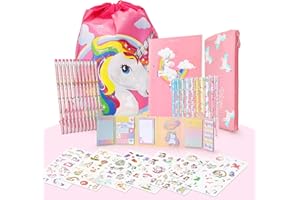Maomaoyu Regalo Unicorno Bambina 6 7 8 9 10 11 12 Anni, Cartoleria Kawaii Set per Bambini Ragazze, Diario Segreto Bambina Include Astuccio Unicorno, Penna Unicorno, Quaderni, Rosa