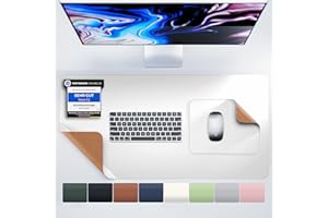 MYMIND® Sottomano da scrivania [set da 2 pezzi] 80 x 40 cm – qualità premium con tappetino per mouse extra – tappetino da scrivania – tappetino antiscivolo – tappetino per scrivania (bianco)