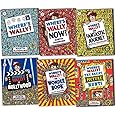 Where's Wally book set collection 6 large picture books (Where's Wally? Where's Wally in Hollywood / Where's Wally Now? The Great Picture Hunt / The Fantastic Journey / The Wonder Books)