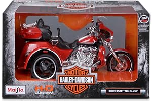 MAISTO - MOTO HARLEY DAVIDSON - CVO Tri-glide (3 roues) - Orange - Reproduction du véhicule à l'échelle 1/12 - Pour les enfants à partir de 3 ans - M32337