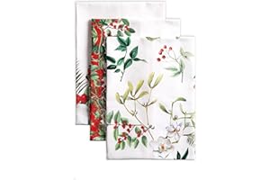 Maison d' Hermine Noel 100% Cotton Set of 3 Multi-Purpose Kitchen Towels, Bar Towels, Thanksgiving/Christmas (50 cm x 70 cm)