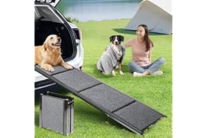 SPEUNI Dog Ramp, 180cm Long Folding Dog Ramps for Cars with Pet Blanket, Anti-Slip Surface, Pet Stairs Ramp for Dogs to Get Into a SUV, Truck