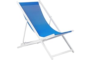 BELIANI Leżak ogrodowy składany plażowy regulowany niebiesko-biały Locri II