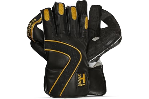 Heega Limited Edition Cricket Wicket Keeping Gloves Leather Advanced Protection and Enhanced Grip Durable Construction, High-Density Finger Protection, Ergonomic Design (Youth, Junior)