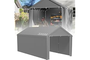 YRHome Lagerzelt 3x6 m mit PE-Dach Industriezelt PVC Wasserdichter Reißenresistenter Carport Garagenzelt für Auto, SUV, LKW, Boot&Mobile Lagerung-Grau