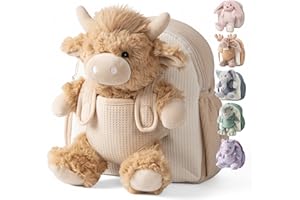 Moonkie Kindergartenrucksack, Kita Rucksack mit Abnehmbarem Spielzeug Mädchen, Weiche Plüsch Kindergarten Rucksack 1-3 Jahren, Perfekt für Kita, Reise & Geschenk