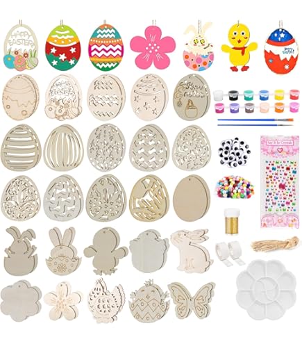 Decorazioni Pasquali In Legno 286 Pezzi - Uova Da Appendere Fai Da Te Per Bambini