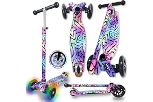 WeLLIFE |Scooter RGX| Monopattino per Bambini da 3 a 12 Anni| Monopattino Bambino 3 Ruote Luminose a LED| Monopattino Bambina con Impugnatura Regolabile in Altezza|