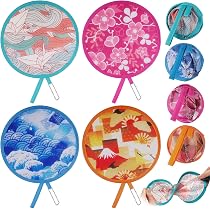 Namalu 6 Éventails Ronds Pliants de Couleur Unie Ventilateurs Ronds Pliables Éventails de Poche de Festival d'Été Éventail à Main Portable avec Beaux Motifs pour Fête Mariage Décoration Personnelle