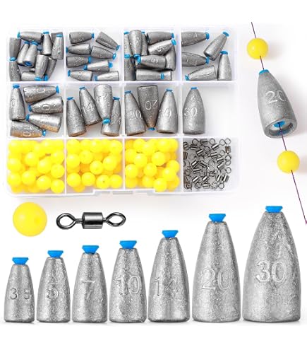 Lot De 50 Plombs De Pêche Bullet XSHAO – 6 Tailles (3,5g à 20g) Avec Boîte De Rangement, Pour Eau Douce Et Mer