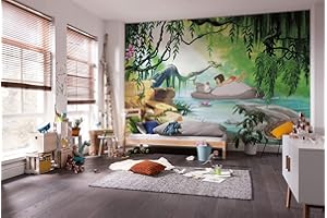 Komar Disney - Carta da parati fotografica, motivo: JUNGGLE Book Swimming with Baloo, dimensioni: 368 x 254 cm (larghezza x altezza), carta da parati per bambini, parete, cameretta dei bambini, 8-4106