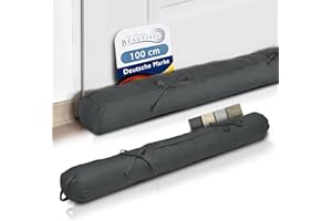 ‎BEAUTISSU Beautissu Viento Zugluftstopper 100cm - Türluftstopper Haustür Kältestopper für Türen & Fenster - Durchzugstopper mit Tragegriff - Türwindfänger Türdichtung 100x10cm in Anthrazit