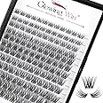 Glowing Win 144PCS Cluster Lashes Natural Look Wispy False Eyelashes Individual DIY Lash Extensions Transparent Band Eyelash Extensions At Home C D Curl Strip Eye Lashes Mix 8-16mm