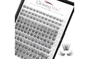 Glowing Win Cluster Lashes Einzelne Wimpern Extensions DIY Individual Lashes Extension with Transparentes Band 144 PCS Wimpernverlängerung 8-16mm Fake Lashes Natürliche Künstliche Wimpern Cat Eye