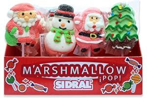 SIDRAL 16 x Spiedini di Natale Marshmallow - Chuches Natale, Kit Dolci - Dolci di Natale Senza Glutine, Senza Allergeni, Caramelle Festive