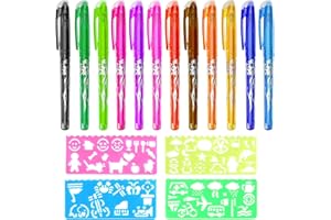 GOSHIES Długopis żelowy z możliwością ścierania, zestaw 12 sztuk, wielokolorowe pisaki żelowe, zestaw 4 sztuk desek do rysowania, dla dorosłych, kolorowanek, rysowania, szkicowania