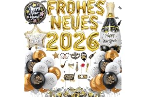 YEAHBOOM Silvester Deko 2026 Party Set,Neujahr Silvesterdeko,Neujahr Deko Ballon,Schwarz Gold Weiß Luftballon,Konfetti,Silvester Dekoration Set,Neujahrsdeko Silvesterpartydeko Accessoire