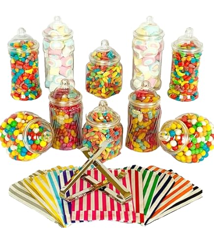 Emballage De Fête De Pots En Plastique 10 Pots De Bonbons Assortis 5 Styles 2 Pinces 50 Ou 100 Sacs Créez Un Buffet De Bonbons Vraiment Sucrés Pour Votre Mariage Ou Votre événement - France