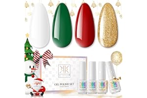 RSTYLE Pintauñas Semipermanentes, 4 Colores Verde Rojo Oro Blanco Esmaltes Semipermanentes de Uñas en Gel UV LED Esmalte de Uñas Semipermanentes Gel Semipermanente Navidad