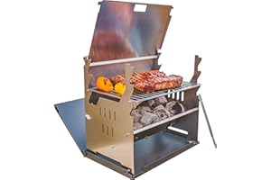 FENNEK - Barbecue au charbon de bois Grill - acier inoxydable - portable/démontable - pour camping/trekking/voyage en van/barbecue dans le jardin ou la nature