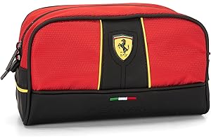FRANCO COSIMO PANINI Ferrari - Bolsa de Viaje con Cierre de Cremallera, Ideal para Trabajo o Ocio, 23 x 13 x 10 cm, Color Rojo