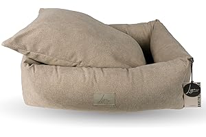 Ligo Buddy Elegance- Lettino Cuccia per cani realizzata in Italia. Cuscino materasso per Cane cuccetta completamente sfoderabile e lavabile in lavatrice. (S/M: 70 X 65 cm, SOFT BEIGE)