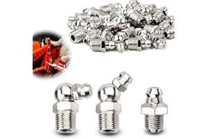 Ziamzra Grasa M8 Boquillas de Grasa 40 Piezas Engrasadores 45° 90° 180° Juego de Engrasador Hidráulica Cónicas Surtido para Equipos mecánicos e Pistolas de Engrase