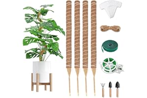 ZHSIHAI Tuteur Plante 4PCS 64cm Tuteur Fibre Coco Plante Grimpante Tuteur Coco Poteau Totémique Bâton de Coco Support Plante Grimpante pour Plante Grimpantes Jardin Maison