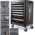 WIDMANN Tool Trolley Cabinet with 263pcs Tools Steel Workshop Storage Chest Carrier ToolBox, Compact One Series (Black)