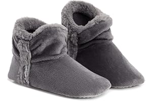 DUNLOP Damskie pantofle typu bootie, damskie wysokiej jakości kapcie do kostek, pianka z pamięcią kształtu, kapcie z owczej skóry, do użytku wewnątrz i na zewnątrz, wygodne ciepłe zimowe pantofle