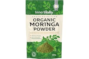 Organic Moringa Powder, UK Certified Premium Pure Leaf Powder Rich in Essential Vitamins & Minerals by Inner Vitality