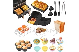 CHICOSY COSORI Heißluftfritteuse Zubehör für COSORI Dual Blaze Airfryer 8,5 L, Airfryer Zubehör enthält Silikonform Heißluftfritteuse, Grillrost, Silikon muffinförmchen und weitere Zubehörteile