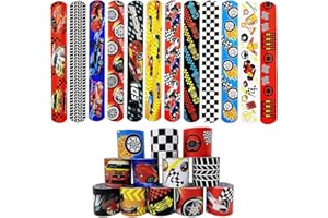 YAAVAAW Race Car Slap Bracelets Wristband Slap Bands for Kids Party Bag Fillers,24Pcs Racing Car Snap Bracelet Bands Bulk for Kids Boys Birthday Race Car Theme Party Supplies Favors Classroom Prizes Gifts