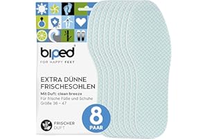 ‎BIPED biped FRESH! 8 Paar Frischesohlen clean breeze - Einlegesohlen mit frischem Duft - Extra dünn, auch für enge Schuhe und zum barfuß Tragen geeignet - Schuheinlagen gegen Fußgeruch z1019