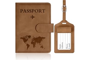 OFFCUP Passfodral, RFID-blockerande passhållare, PU-läder resedokumenthållare med bagageidentifierare för pass, kreditkort oc