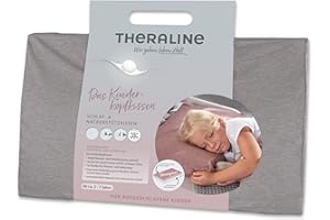 ‎THERALINE Theraline Kinderkopfkissen ab 2 Jahren, ergonomisches Schlafkissen & Nackenstützkissen, Füllung aus Memory Schaum & Perlen, patentiert, Kinderkissen für gesunden Schlaf, atmungsaktiver Kopfkissenbezug